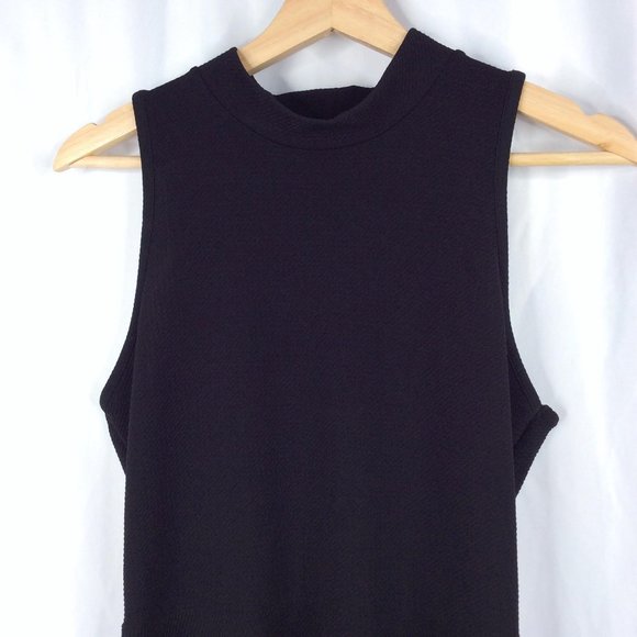 Decree Tank Dress Size Large Black High Mock Neck Sleeveless Cut Out Back - Picture 3 of 6